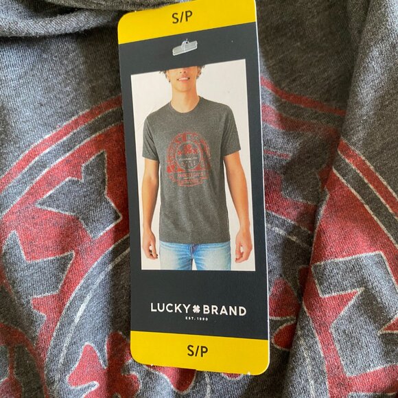 Lucky Brand Men's Graphic Tee Men's Size S Gray Red Logo Cotton Blend Shirt - Picture 5 of 7